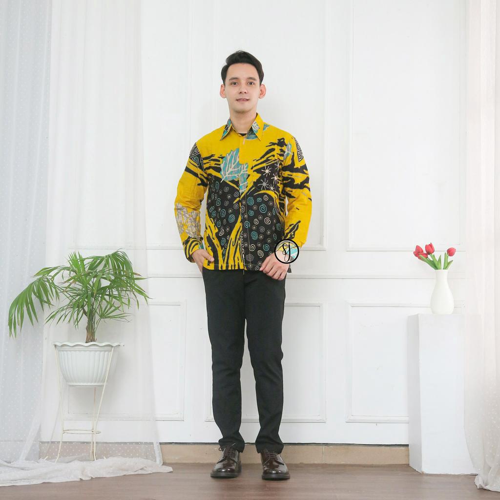 Saroja | Couple Tunik Batik Alisa Kuning Abstrak