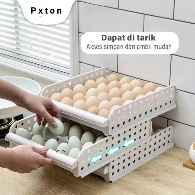 EGG BOX Tempat telur TINGKAT / Tempat Penyimpanan Telur Rak Telur Plastik Box Telur Egg Tray 30 pcs