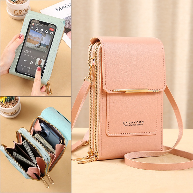 BAO068 Tas Selempang Wanita Layar Sentuh Dompet Hp Touch Screen Tas Hp Multi-fungsi Kekinian