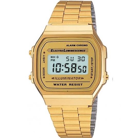 WBS JAM TANGAN DIGITAL MODEL CASIO LED 168 RANTAI PRIA / WANITA FASHION GROSIR MURAH CS002