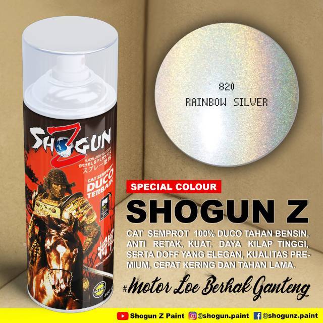 Cat semprot shogun z special rainbow silver 820, cat duco tahan bensin anti retak