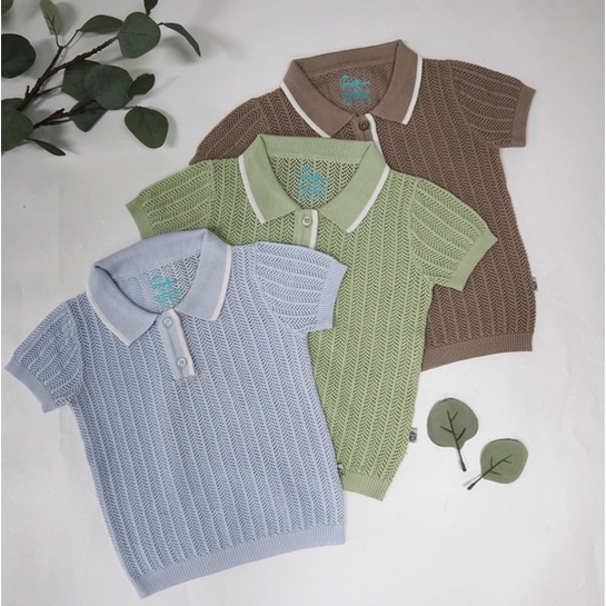 Bamboo and Bub - Mason Top  Knit SHIRT Bamboo Rajut Bambu ATASAN Anak Bayi Polo Lucu Kaos Baby Kids Earth Polo