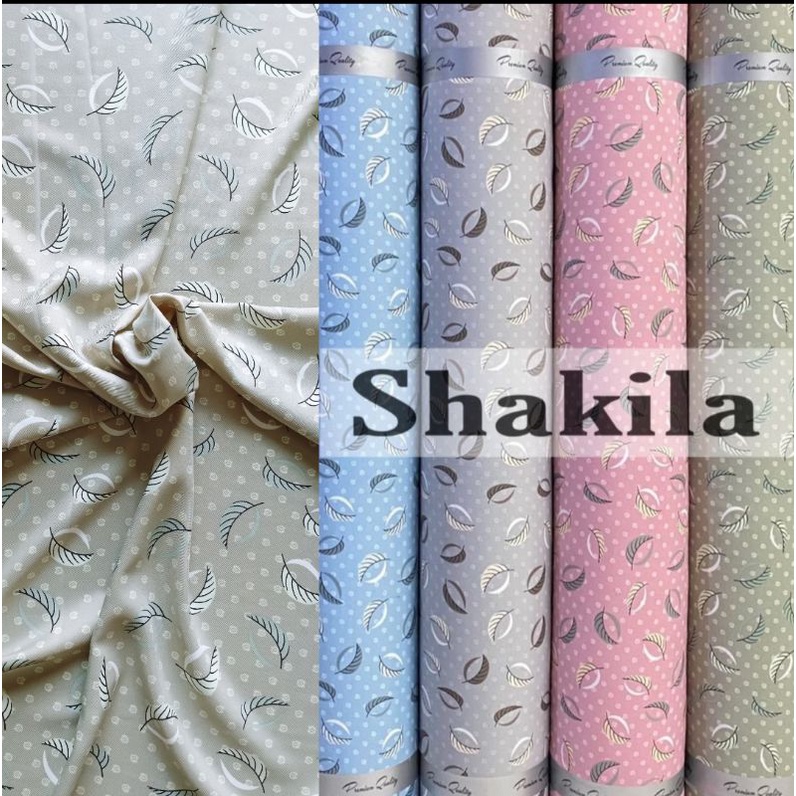 Kain Shakila Motif Polkadot Bunga Little Sun n Daun in the moon harga setengah meter