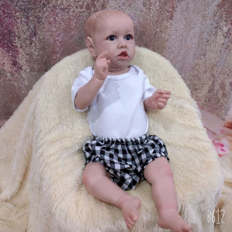 Boneka Reborn Bayi  Gundul 55 cm Silikon Premium Super Cute