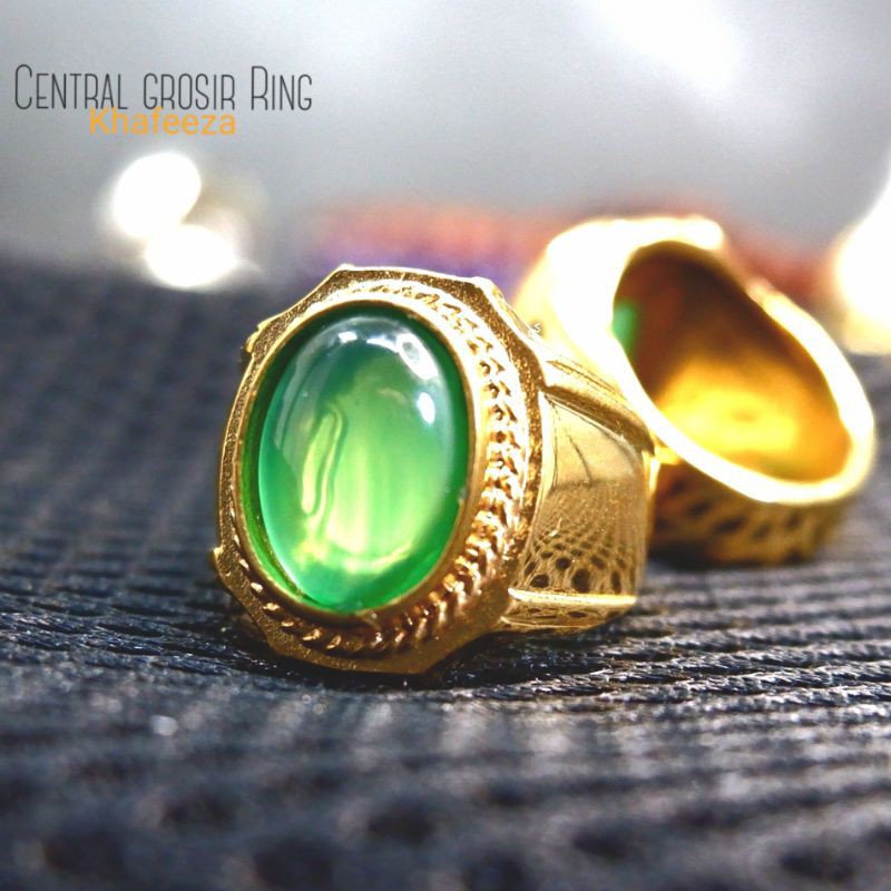 Batu Cincin Anggur Ijo Batu Asli Ring Stainless