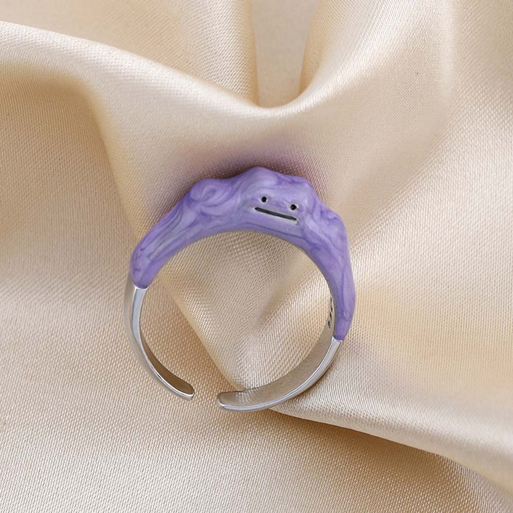 MXBEAUTY Cute Open Rings Girls Fashion Jewelry Finger Rings Women Korean Personality Dreamy Purple Smile Alloy/Multicolor