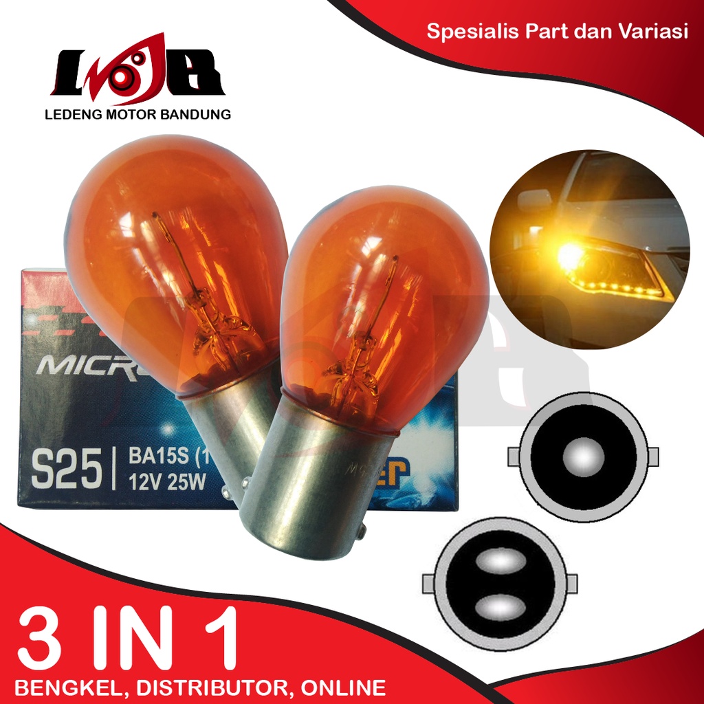 S25 Autovision Amber Lampu Bohlam Sen Sein Senja Mobil 12V 25W Universal Lampu Riting
