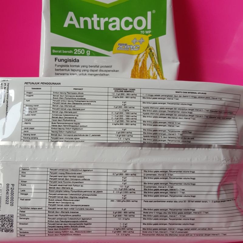 Antracol 70WP Plus Zinc 250Gr Fungisida Pengendali Hama Tanaman