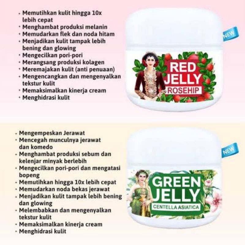 GREEN JELLY DAN RED JELLY RORO MENDUT mencerahkan melembutkan jerawat komedo glowing wajah