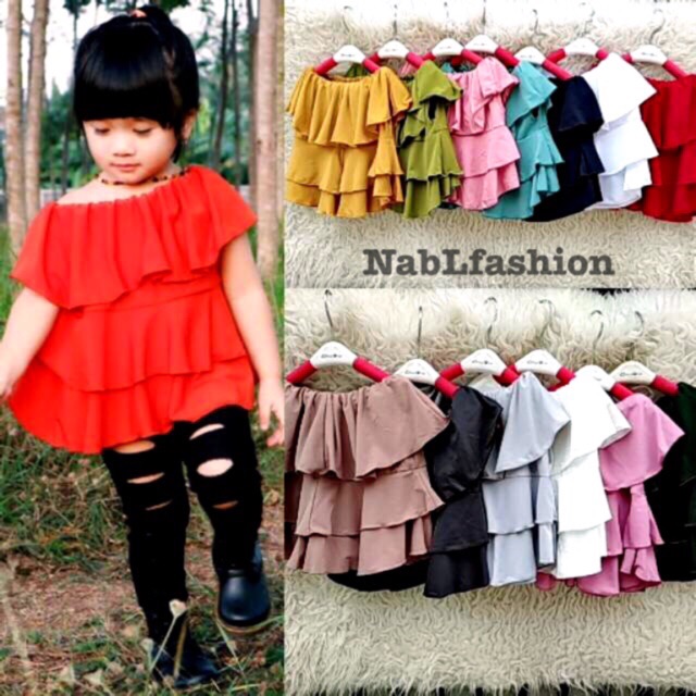 Sabrina layer 3 in 1 untuk anak usia 2-4 tahun nablfashion / sabrina jersey / blouse remple anak