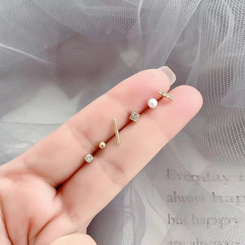 5pcs / Set Anting Stud Bentuk Hati Kupu-Kupu Bahan S925 Gaya Korea Untuk Wanita