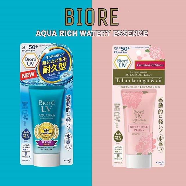 BPOM - Sunscreen Biore UV Aqua Rich Watery Essence / Fresh &amp; Bright / Botanical Peony / Gel / Athlizm SPF 50+/PA++++