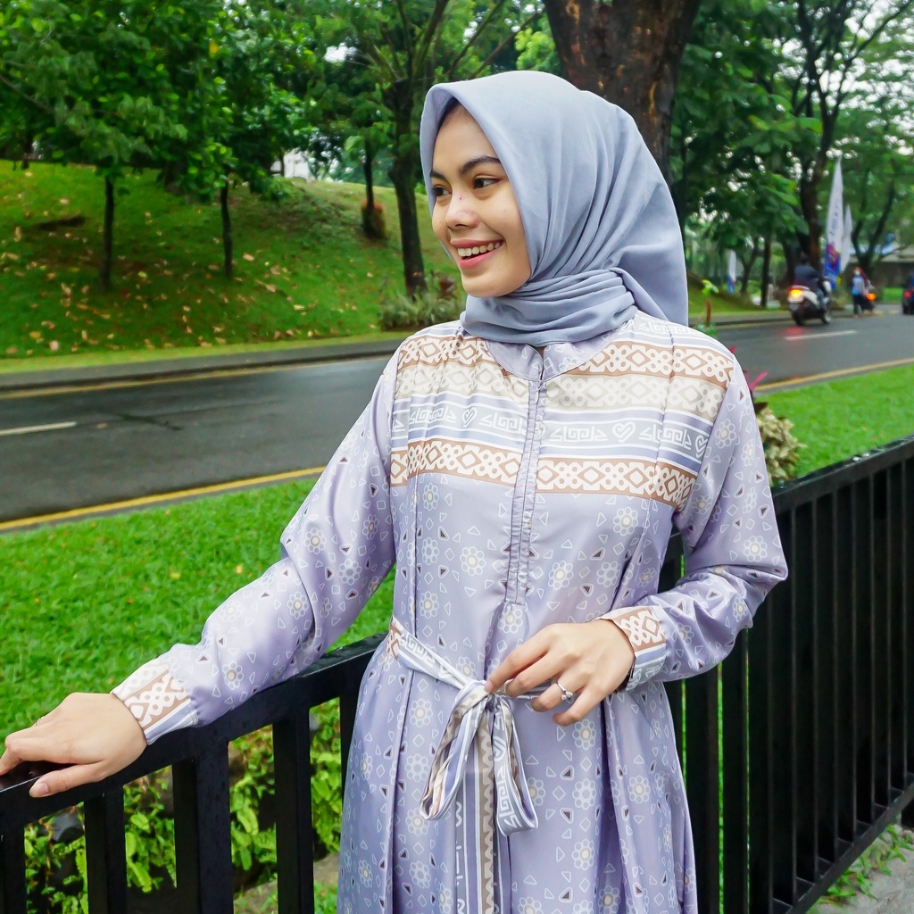 KHANZA DRESS PREMIUM COLLECTION MOTIF PRINTING SIZE S-M, L-XL TERBARU BAHAN SAHARA SILK PAKAIAN GAMIS KONDANGAN MEWAH TERLARIS MUSLIM WANITA BY ZENIC ID BISA COD