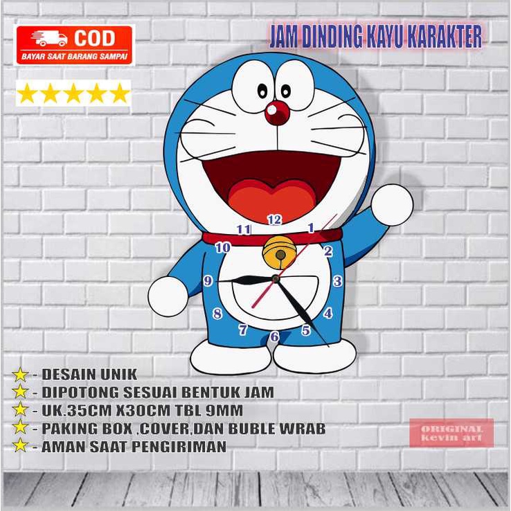 JAM DINDING KARAKTER DORAEMON UNIK BESAR KAYU VINTAGE SOUVENIR JAM CAFE Kevinart