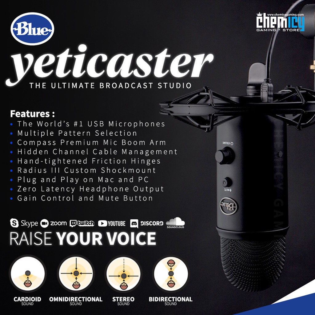 Blue Yeticaster Professional Gaming / Streamer Condenser Microphone