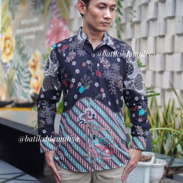 Sidamuliya Batik Kemeja Pria Slimfit Premium Wayangan Lengan Panjang