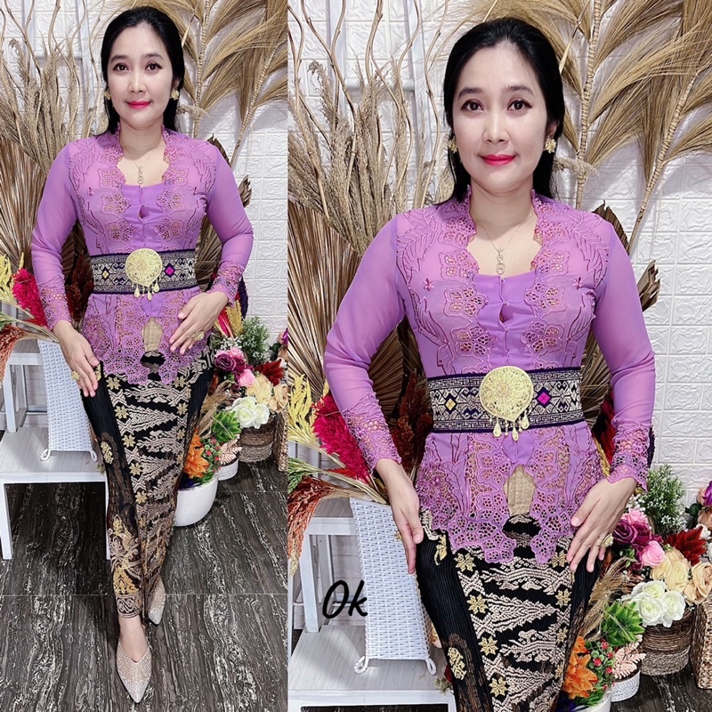 kebaya jadi bordir bunga pucuk kerawang