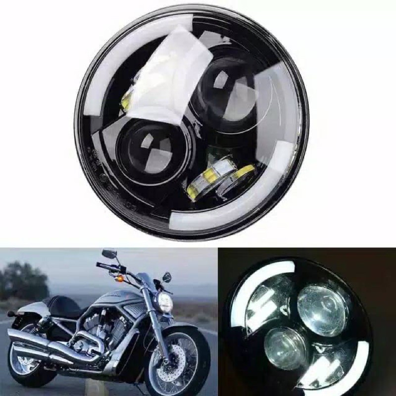 LAMPU DAYMAKER HARLEY 7 INCI CREE LED MOTOR MOBIL Hi Low universal