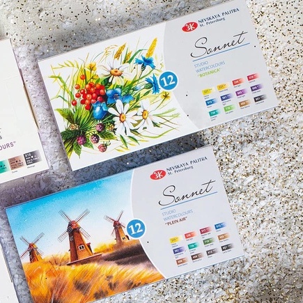 

White Nights Sonnet Full Pan Set of 12 colors Nevskaya Palitra Student Grade