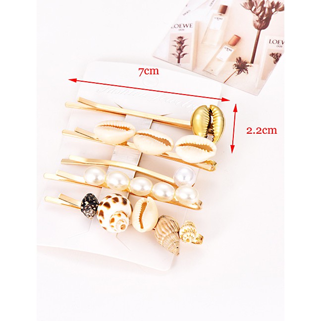 LRC Jepit Rambut Fashion Gold Alloy Shell Hair Clip Set F43078