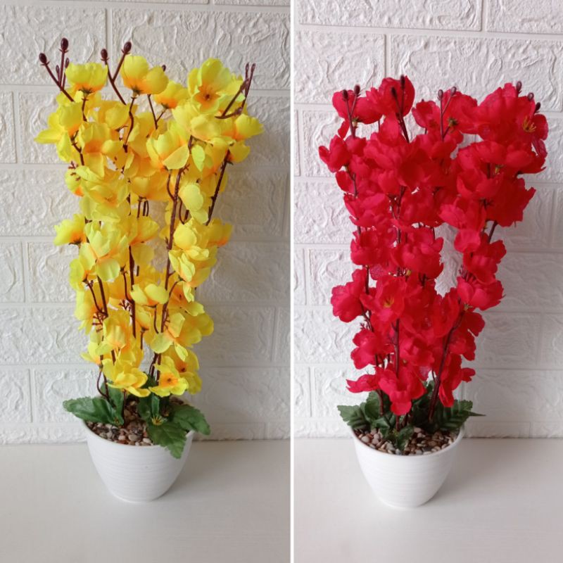 Rangkaian bunga sakura besar tinggi 40 cm pot 12 cm