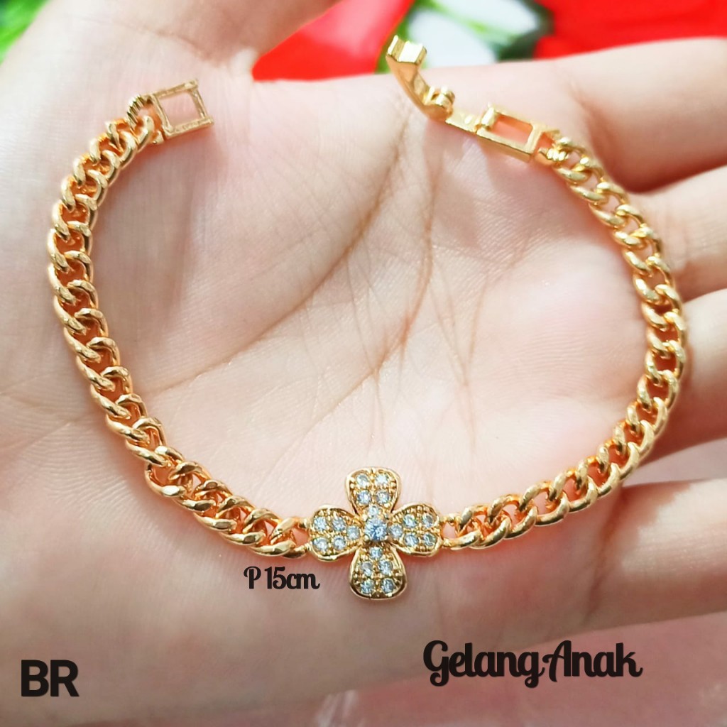 Gelang TITANIUM Anak Rantai Mata Varian motif Perhiasan Anak Gold (COD)