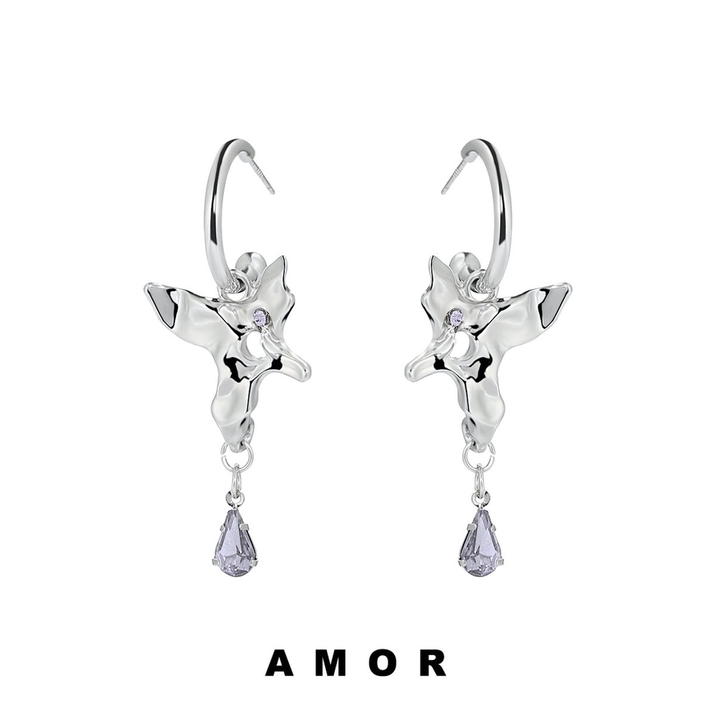 Butterfly Anting Panjang Desain Kupu-Kupu Aksen Berlian Imitasi Untuk Wanita