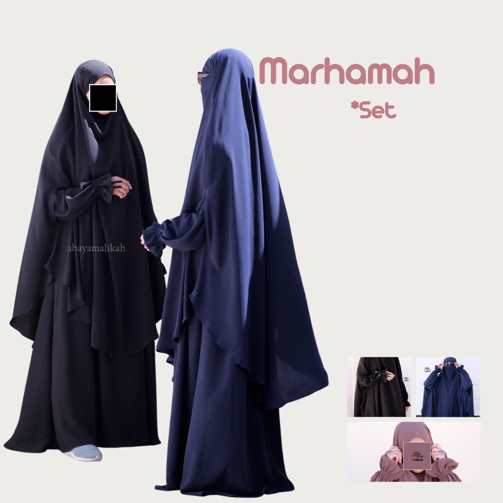 GAMIS SET FRENCH KHIMAR ARM HOLE MARHAMAH BY ABAYA MALIKAH