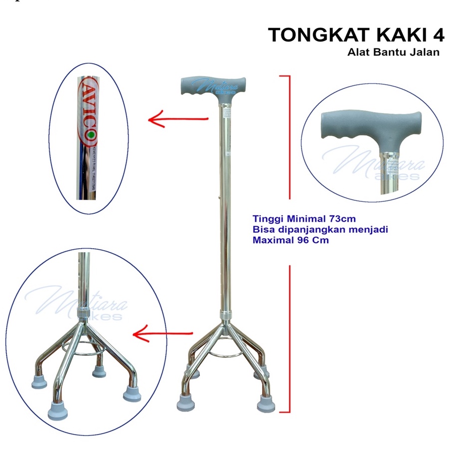 Tongkat Jalan Kaki 4 / Tongkat Orang Tua / Tongkat Jalan/Tongkat Sella