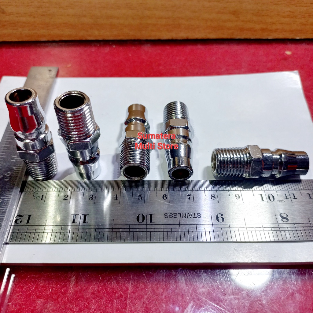 PM 20 1/4" Quick Coupler Kopler Nepel Sambungan Selang Angin Air Kompresor PM20 Jantan