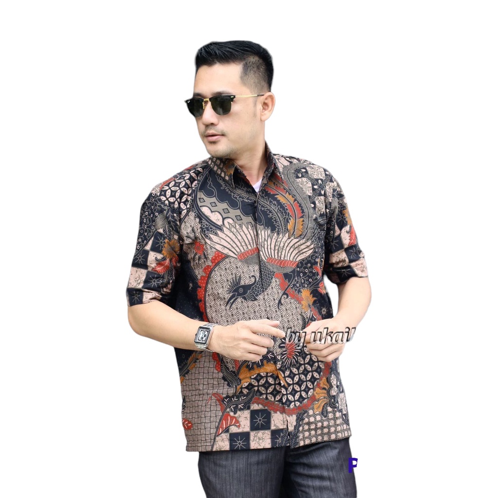 PEKSI HITAM Kemeja Batik Pria Premum Full Furing Bahan Katun Halus Primisima Asli Batik solo