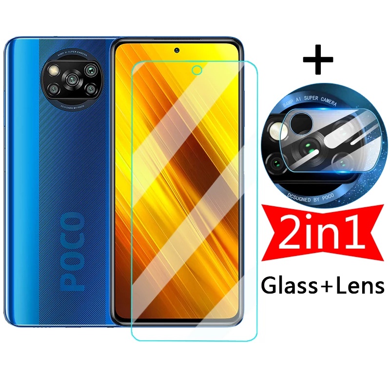 Tempered Glass Pelindung Layar Depan Dan Lensa Kamera 2 In 1 Untuk Xiaomi Poco X3 Nfc