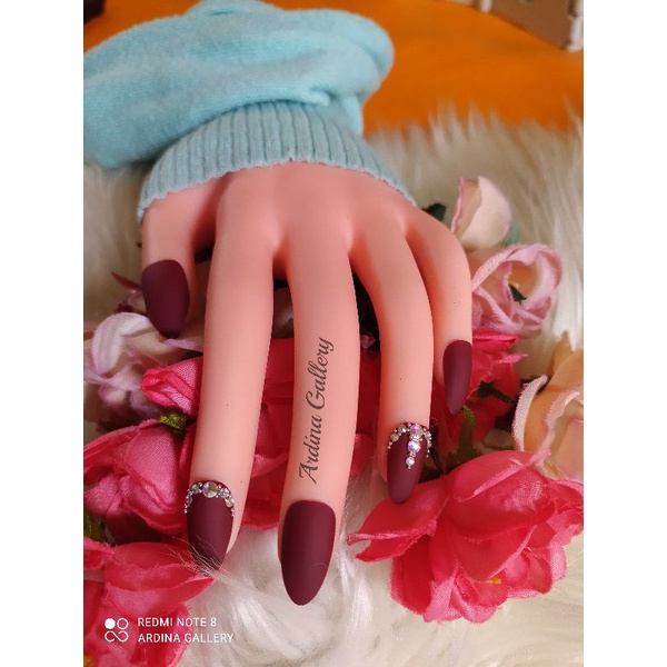 KUKU PALSU// FAKE NAILS //KUKU NAIL ART/ KUKU MAROON DOVE MURAH/ KUKU PALSU WEDDING DOVE FREE LEM/KUKU PALSU MATTE CANTIK