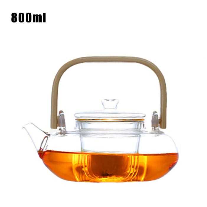 Teko Pitcher Gagang Kayu Glass Teapot Japanese Style - 8CV101