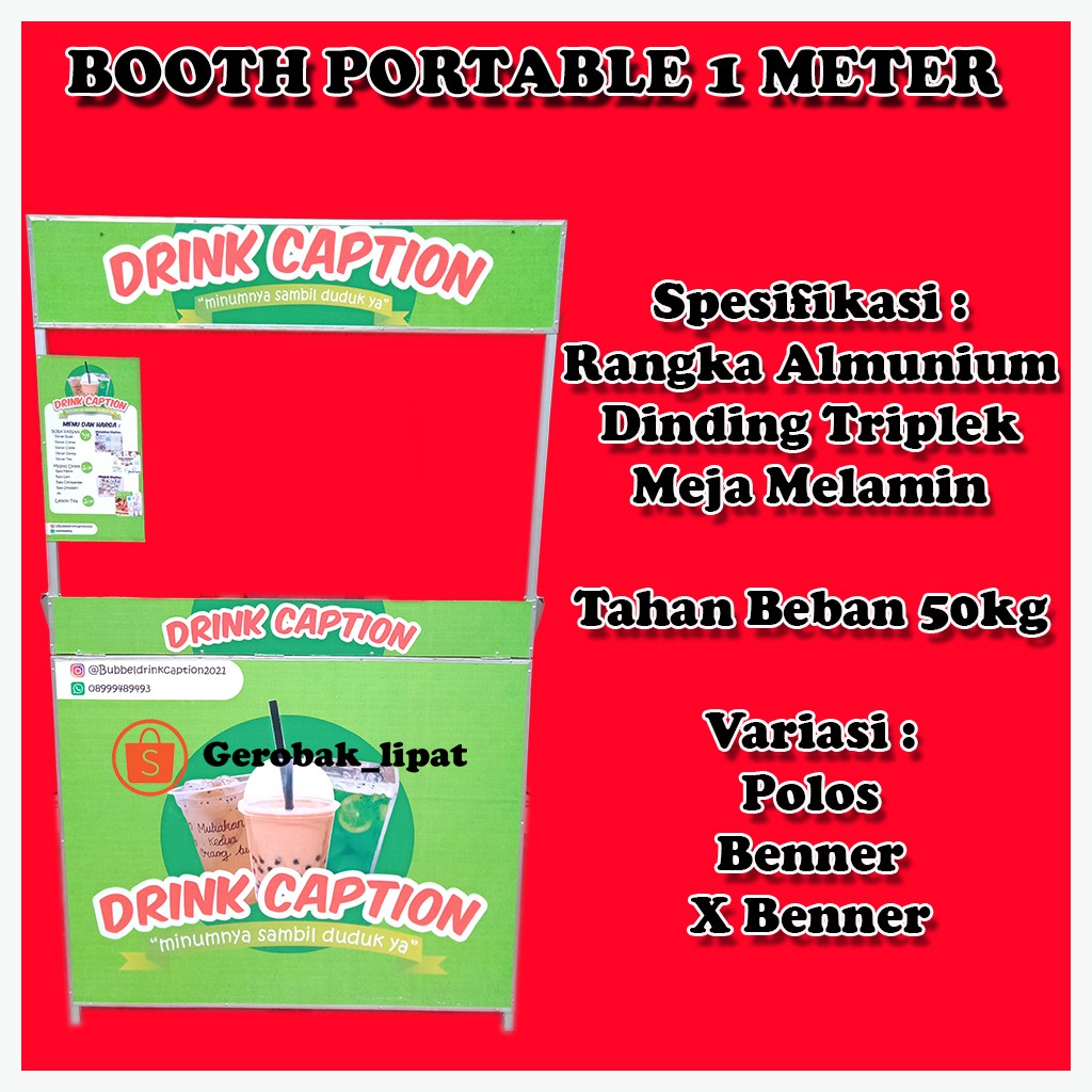 Jual Booth Portable Gerobak Meja Promosi Event Desk Meja Jualan Meja Lipat Booth Lipat Boba