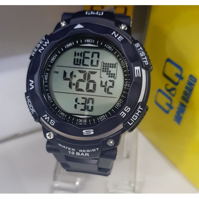 [COD] Jam Tangan Pria Q&Q QQ Digital Strap Karet Biru M124J006Y Original KEREN KOTAK KADO TERBARU