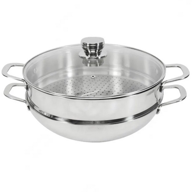 Culinart Pan Boil  32cm Alat Panci Masak Wajan Goreng Kukus dengan Tutup Kaca Culin Art Stainless