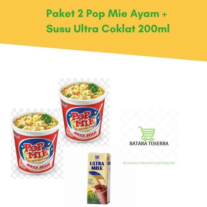 

Paket 2 Pop Mie Ayam 75gr + Susu Ultra coklat 200ml