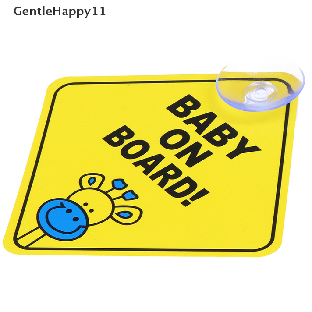 Gentlehappy Baby On Board SAFETY Mobil Jendela Suction Cup Kuning Reflektif Tanda Peringatan 12CM