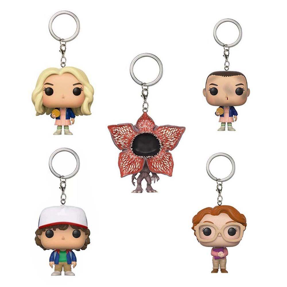 Lanfy Stranger Things Anime 5cm FUNKO POP Anime Mainan Liontin Action Figure Gantungan Kunci