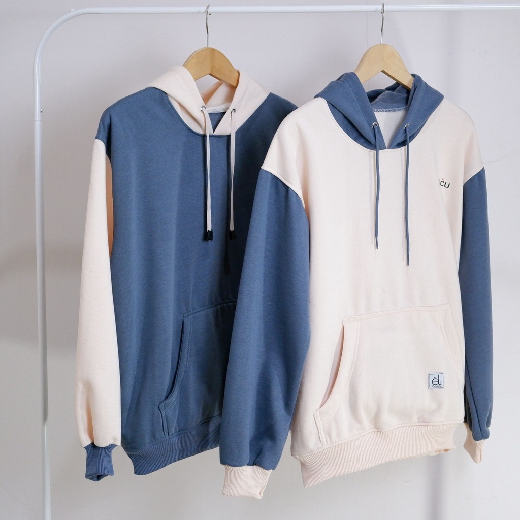 ODECU PREMIUM HOODIE TWO COLOR VANILLA DENIM SWEATER OVERSIZE WANITA PRIA