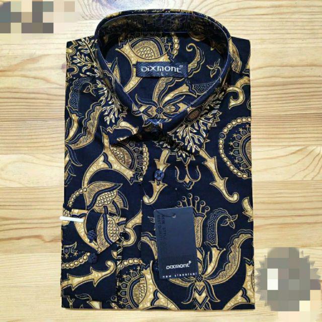 Kemeja Batik Pria Lengan Panjang Bl11 Katun Motif Modern Dixmont Semi Slimfit Premium