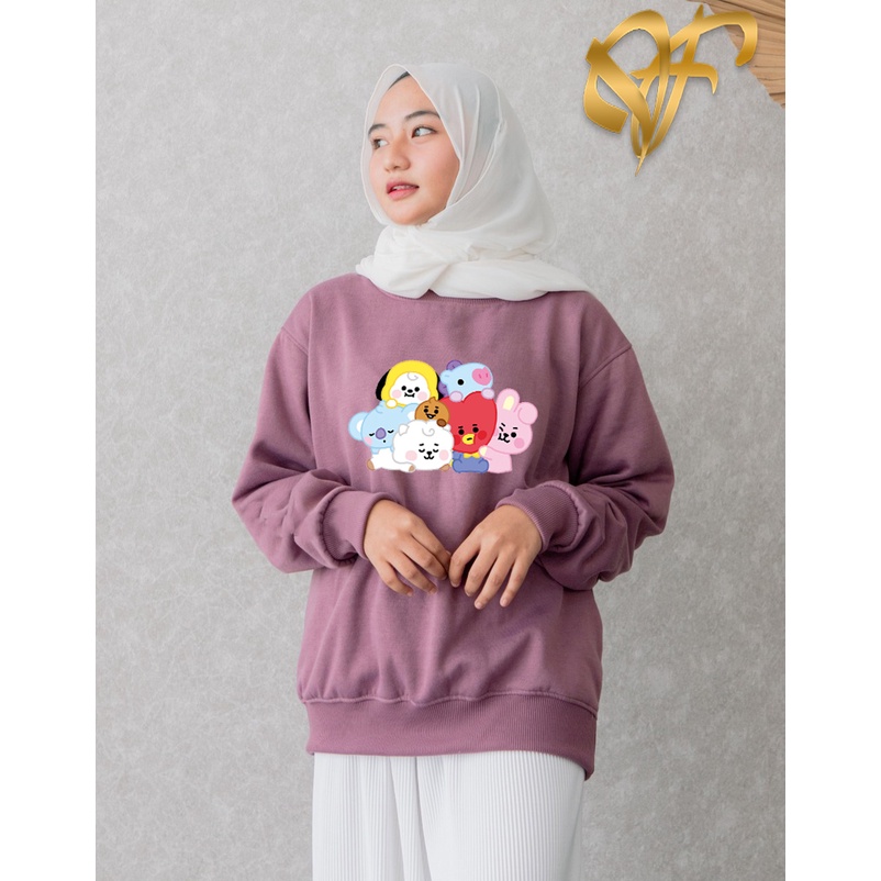 Sweater BT21 Family BTS Aesthetic Pria &amp; Wanita | Sweater Korea Style Fleece Cotton | Dhea Fashion