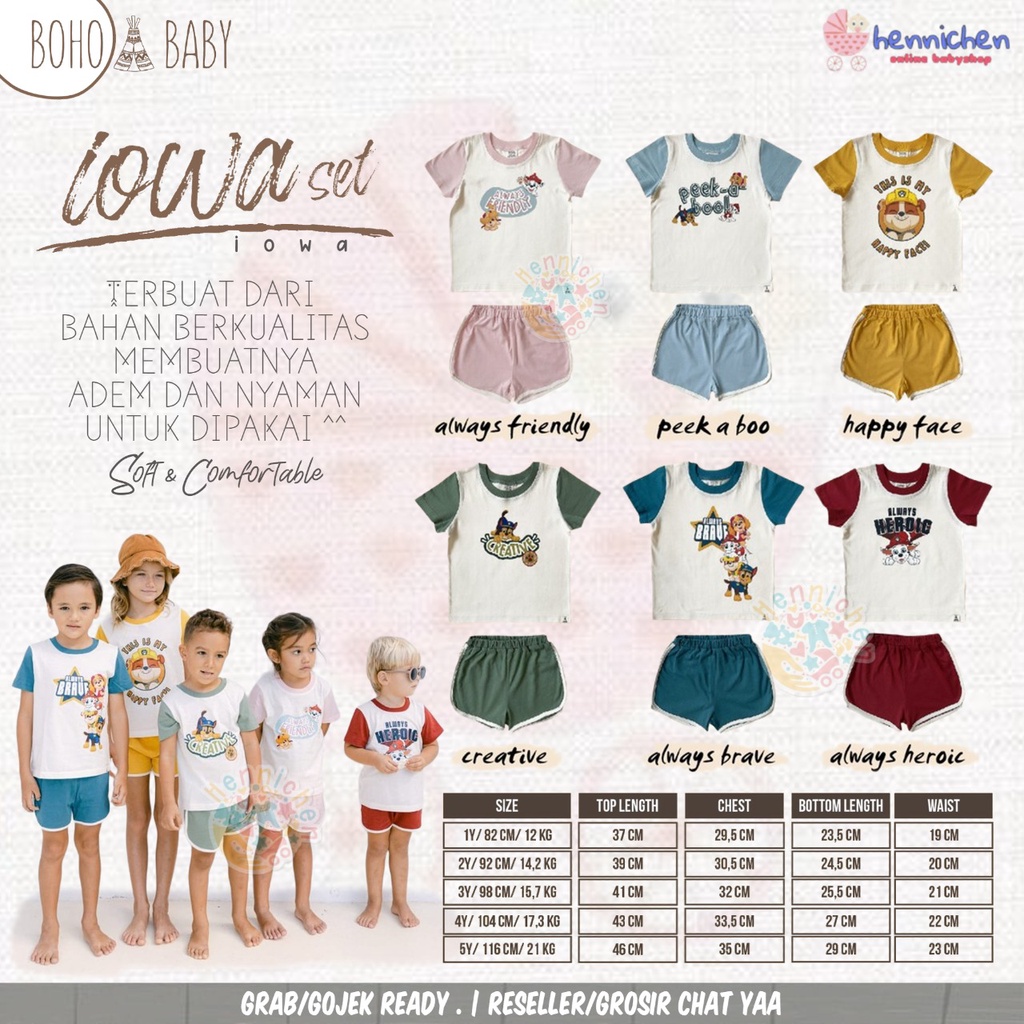 BOHOPANNA BOHOBABY PAW PATROL BOHO BABY IOWA SET SETELAN RETRO ANAK UNISEX 1-10 TAHUN