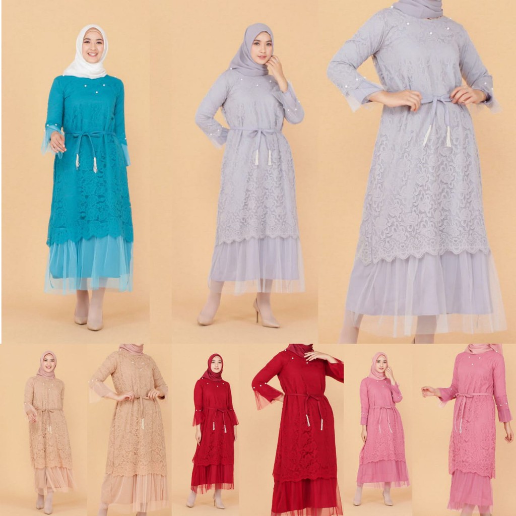 Bisa COD HUMAIRA DRESS – Dress brukat best seller Baju kondangan wanita Gamis terlaris