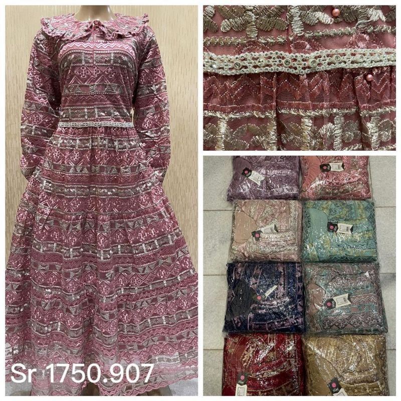 Gamis pesta mewah/ gamis brukat tile