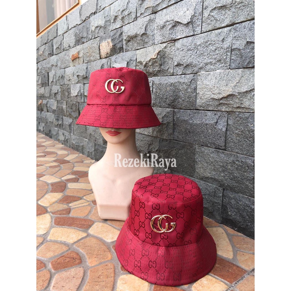 Topi Buckethat Guccii Series Topi Pin Cewe Cowo