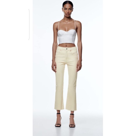 Zara cropped flare jeans wanita