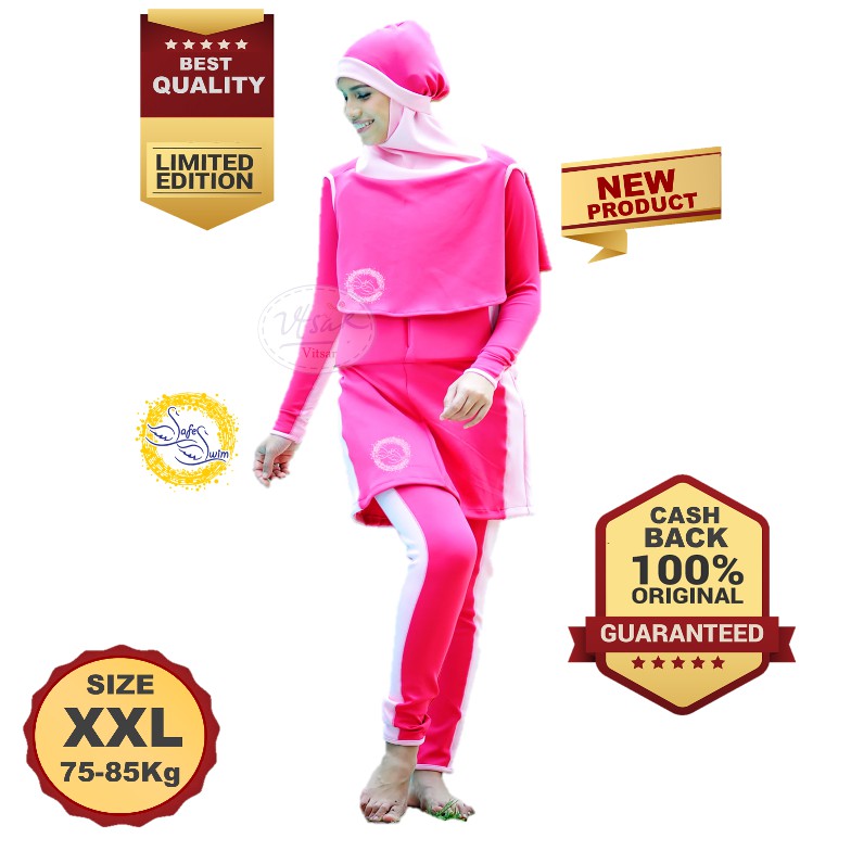 Baju Renang Mengapung Dewasa Safeswim Muslimah Pink XXL