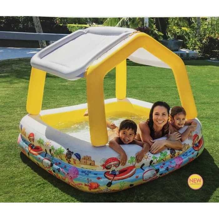 inflatable pool with shade